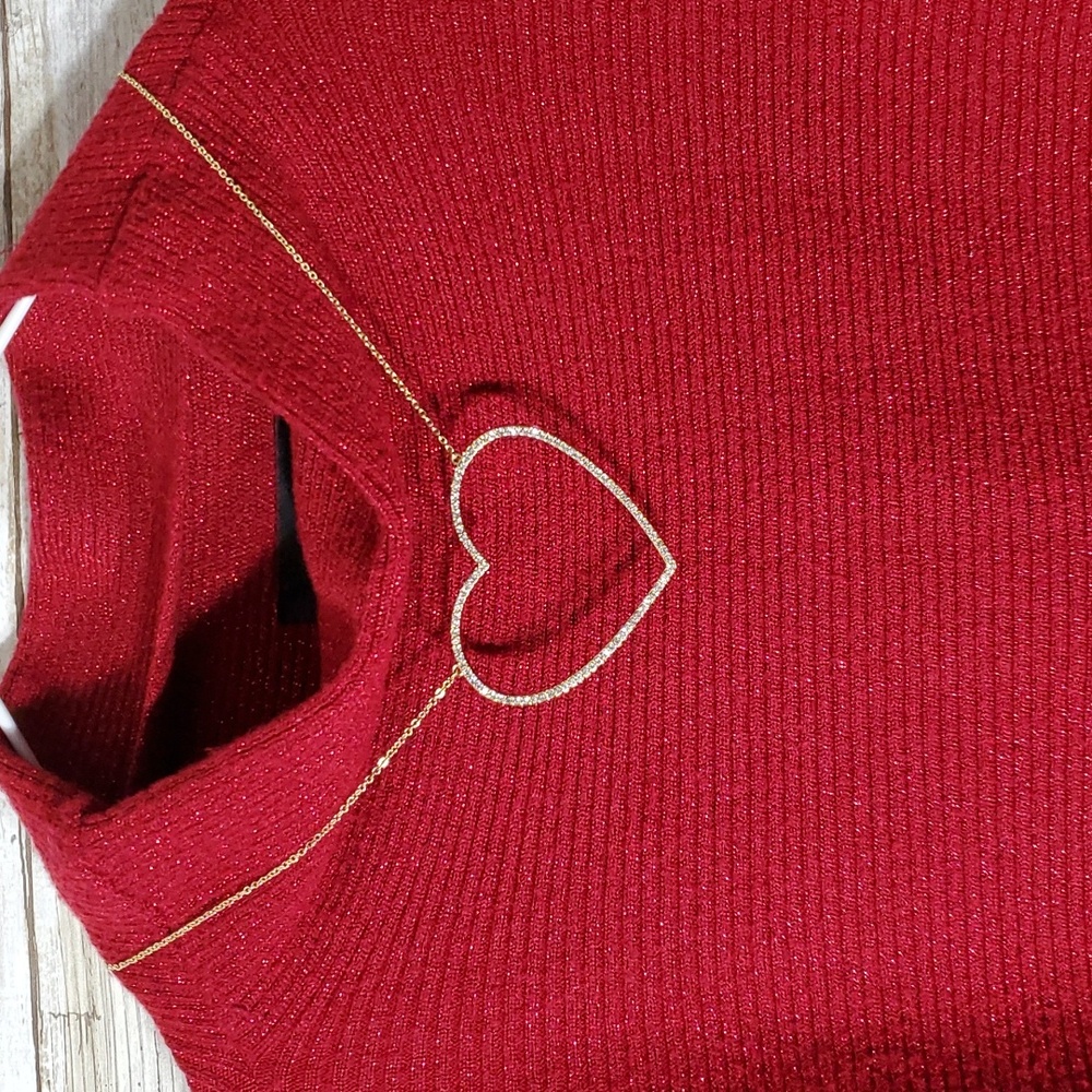 PREMISE Red Sparkly Cowl -Neck Sweater Like new!